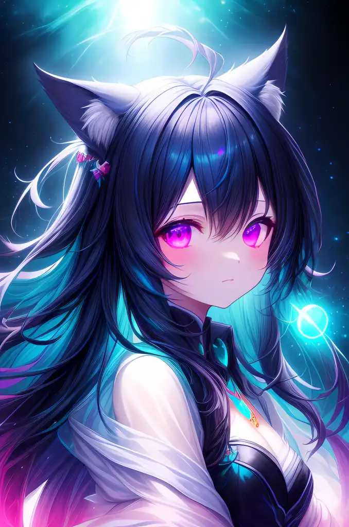 AI Art: anime cat girl holding a phone by @Cyber Wolf