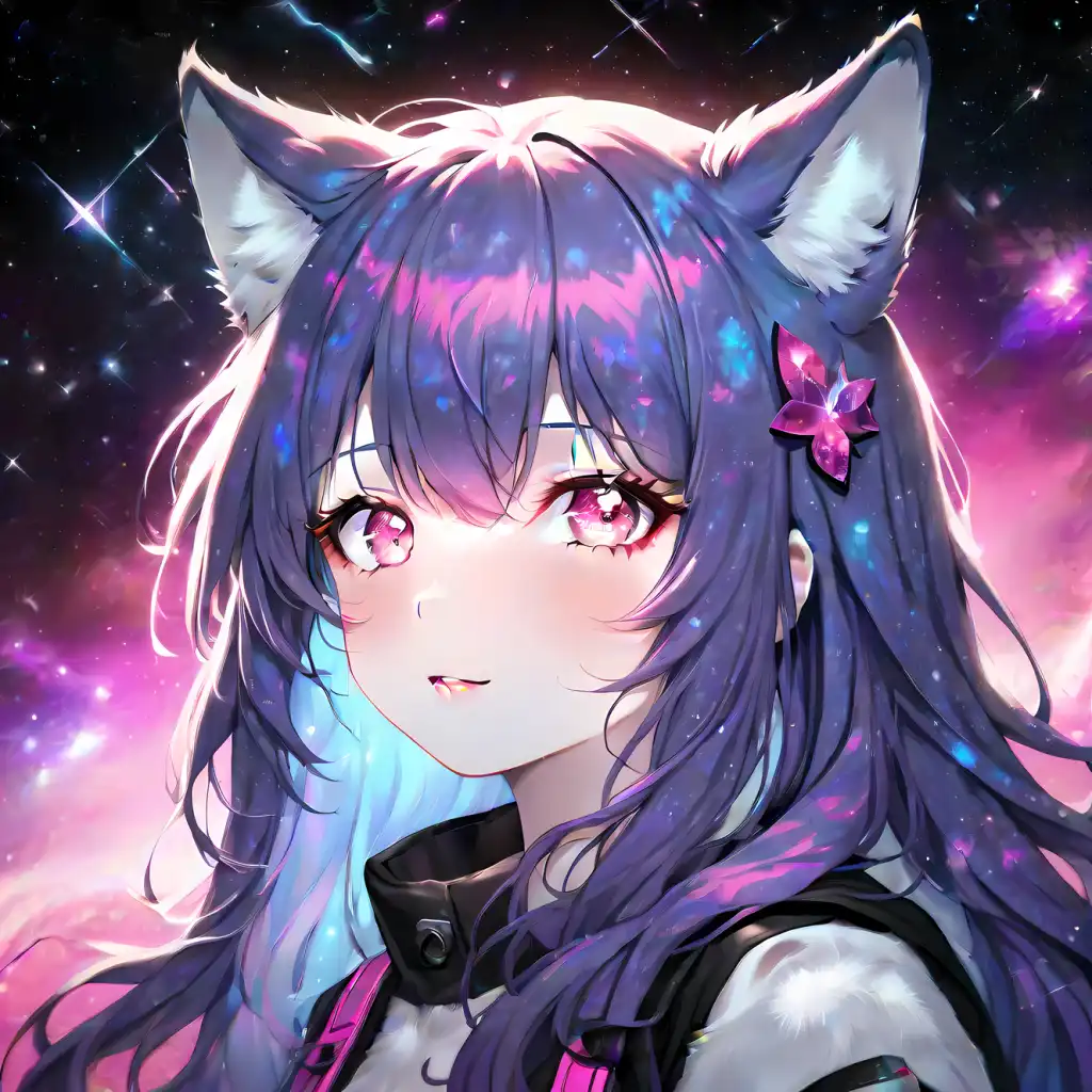 Ai Art Purple Verse Galaxy Wolf Girl By Cyber Wolf Pixai Sexiezpix Web Porn