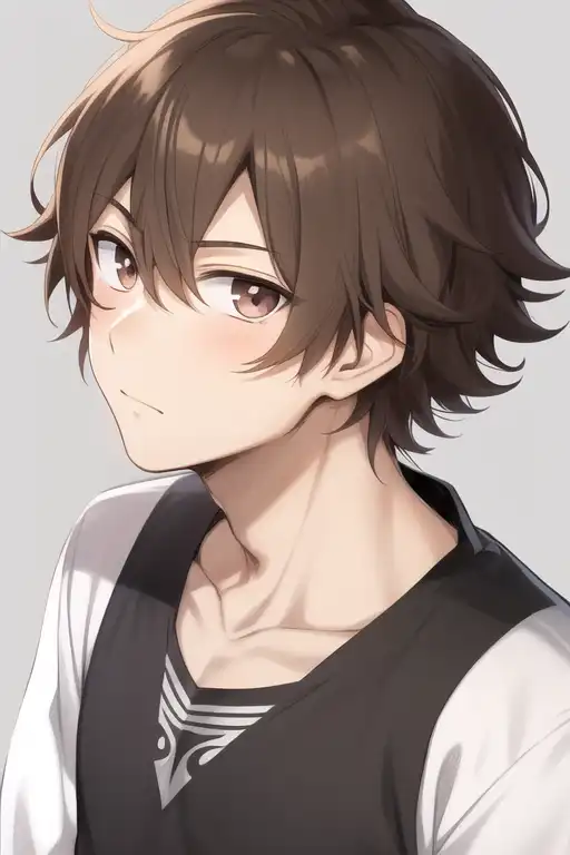 Anime boy with short curly hair