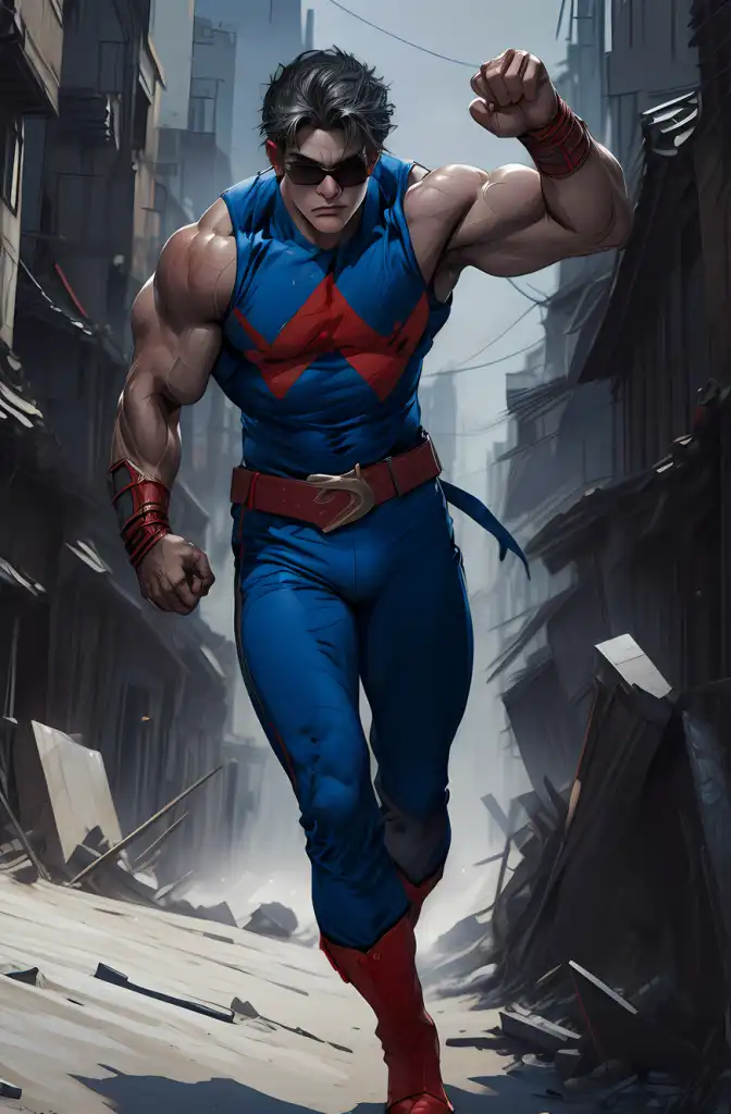 AI Art: wonderman on dark city by @Terry Bogard 78 | PixAI