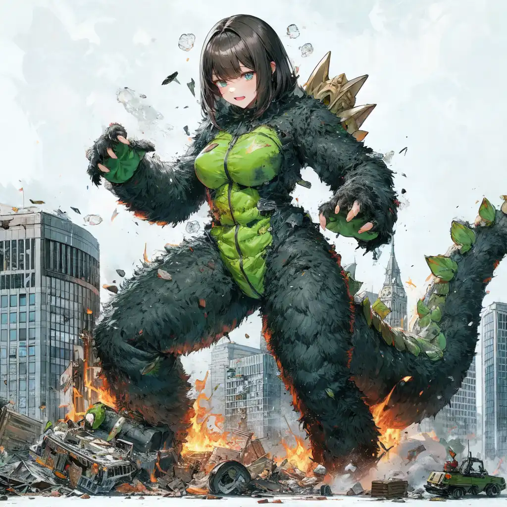 Exploring images in the style of selected image: [godzilla girl] | PixAI