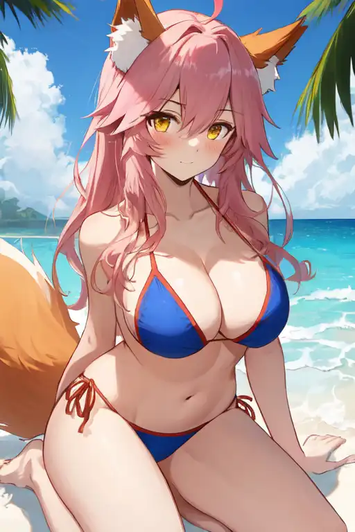 Ai Art Tamamo No Mae In A Playful Swimsuit Lancer Outfit By Gentleroguevi Pixai
