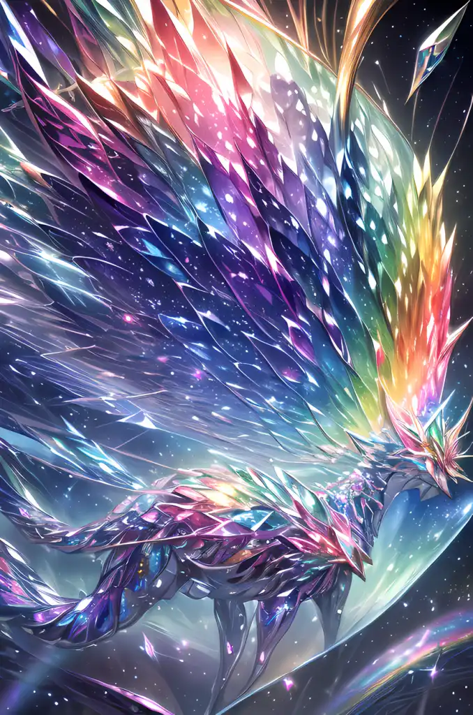 AI Art: Colorful Crystal Bird by @Subtra