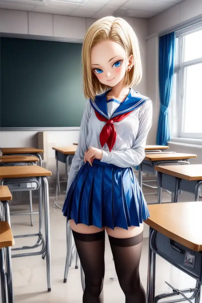 AI Art: Kobayashi Chihiro peeing while wearing a school swimsuit