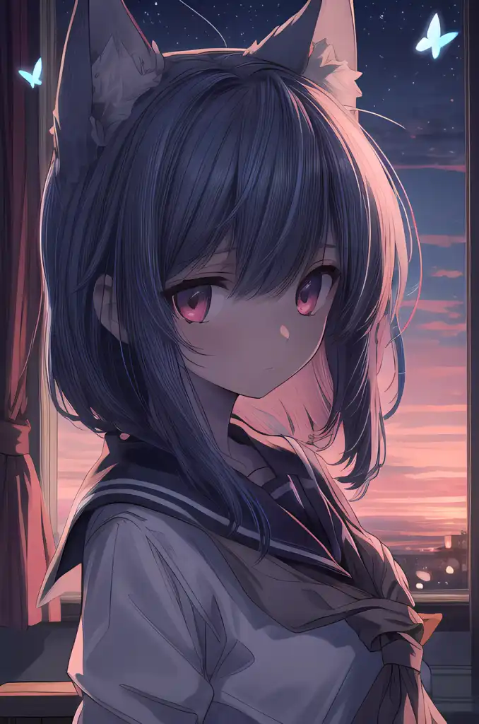 AI Art: anime cat girl holding a phone by @Cyber Wolf