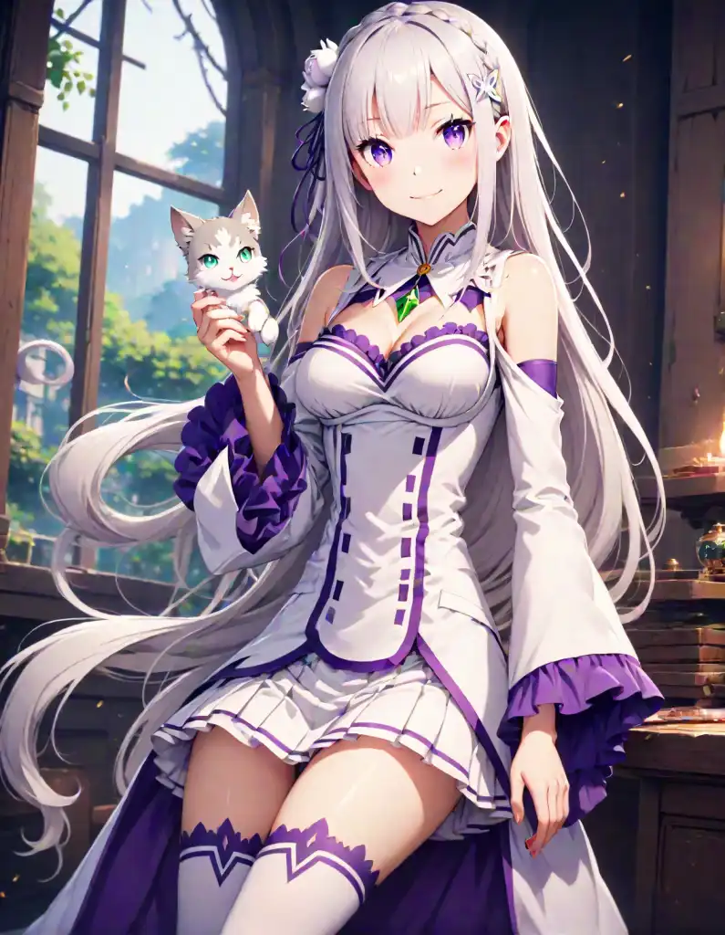 AI Art: Emilia & Puck (Re:ZERO) by @TMG | PixAI