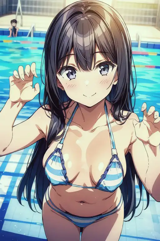 Ai art girl at the pool by ooga booga pixai