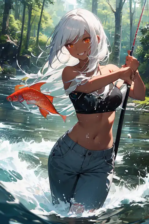 AI Art: fishing girl by @Power Bait Hera
