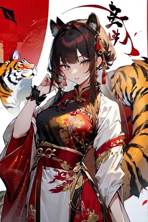 AIイラスト: Kotone Shirakawa in the year of the tiger 🐯 作者 