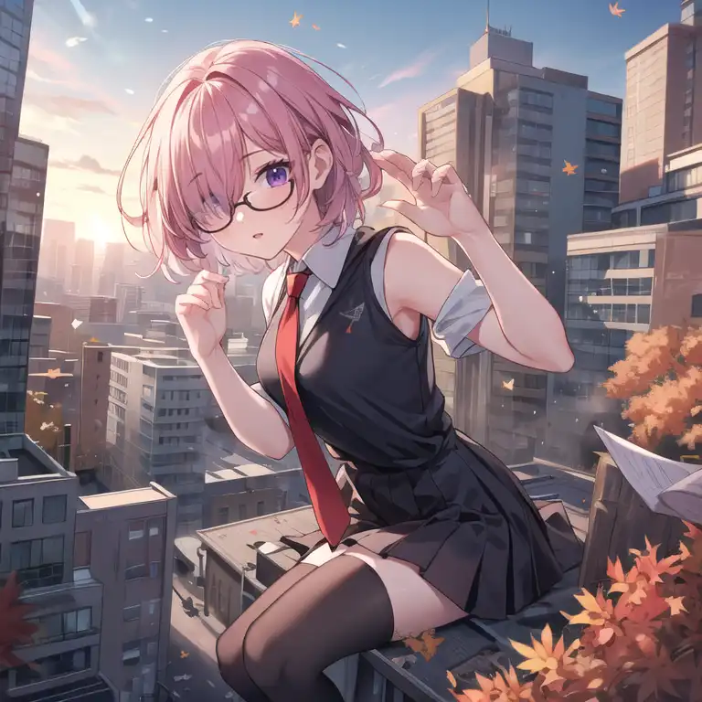 AI Art: giantess mashu relaxing on a building by @vilmar | PixAI