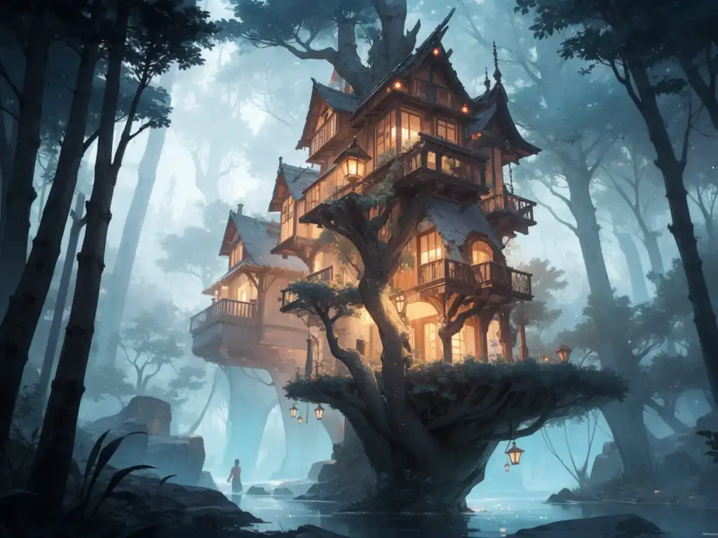 Exploring images in the style of selected image: [treehouses ] | PixAI