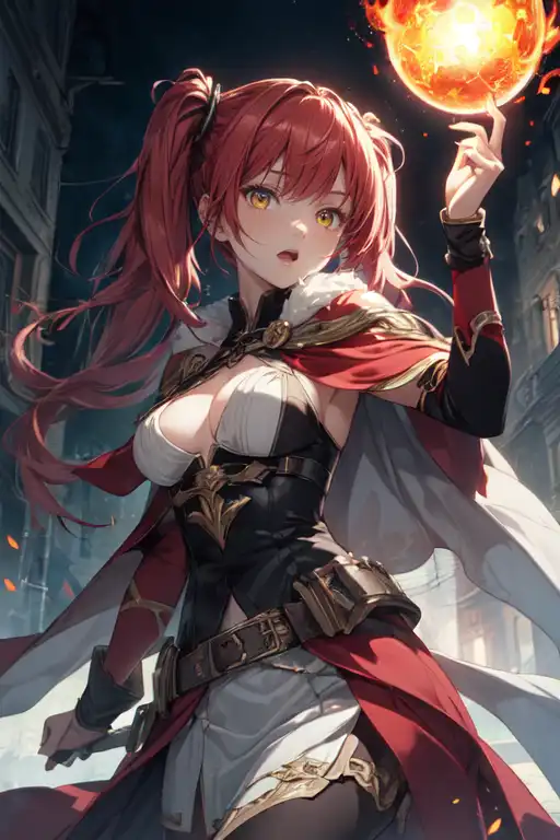 Prompts: anime dog girl, red hair, medium breasts, black eyes, charming,  highly detailed - made with PicSo app : r/WaifuDiffusion