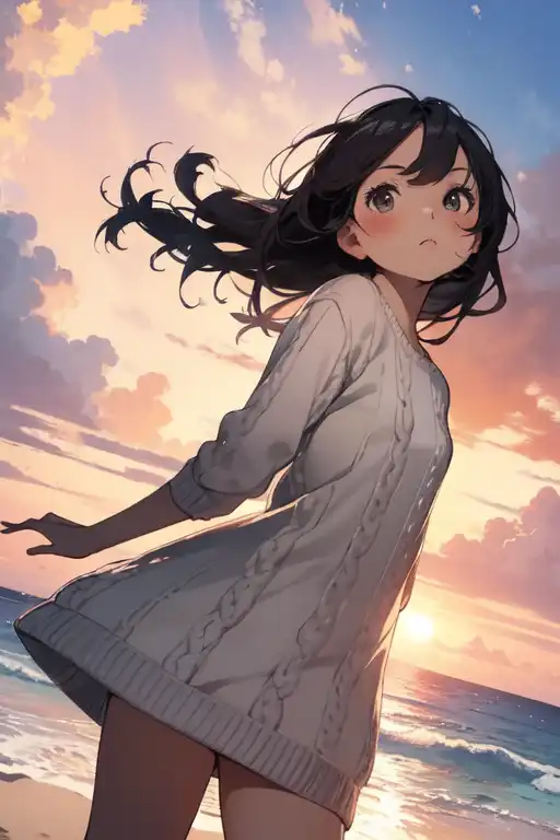 A Cute Anime Cat Girl in Dynamic Pose, at a Beach with Sunrise, Drinking  Milk, Adorable, Digital Anime Art Stock Photo - Image of dynamic, adorable:  303405320
