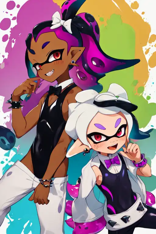 AI Art: Ikkan and Warabi's Playful Bond: A Splatoon Duo in Vibrant ...