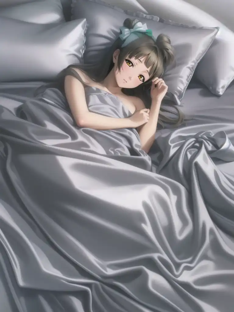 Exploring images in the style of selected image: [Kotori Nude in Silver  Satin Bed Sheets 13] | PixAI