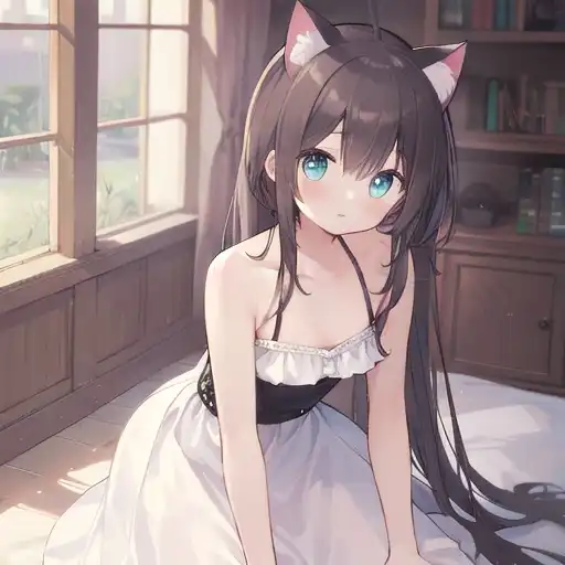 Arte AI: Cat girl friend / 猫彼女 por @鳴