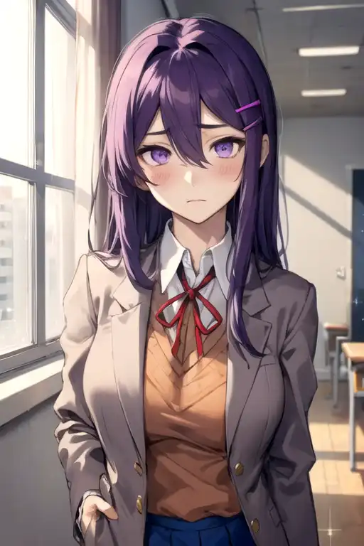 AI Art: Shy Yuri - DDLC by @Ito🤍 | PixAI