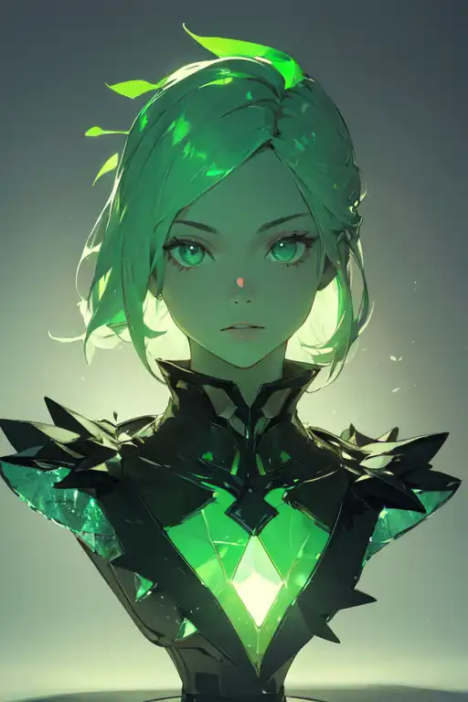 AI Art: Unpublished Green glowling_glass bust III by @n00bArtiste | PixAI