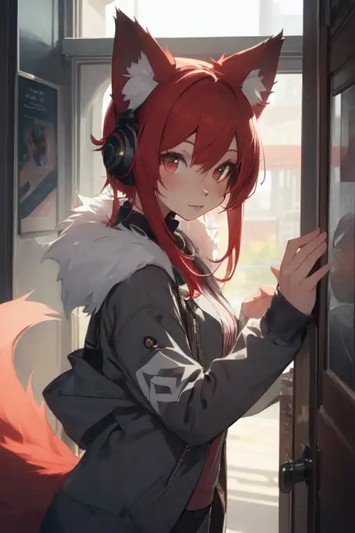 AI Art: anime cat girl holding a phone by @Cyber Wolf