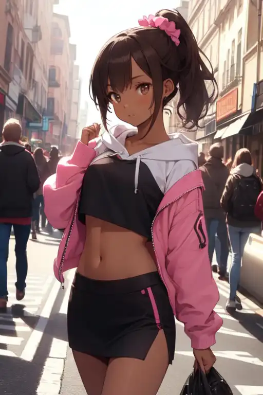 AI Art: A random tomboy I saw on the street, wearing a midriff-baring tee  and baggy cargo pants by @I generate otenba and anime midriff to make my  life a little less