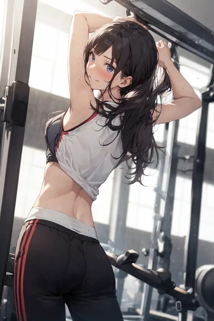 Rin Tohsaka from Fate Stay/Night wearing a sports bra, sexy cute