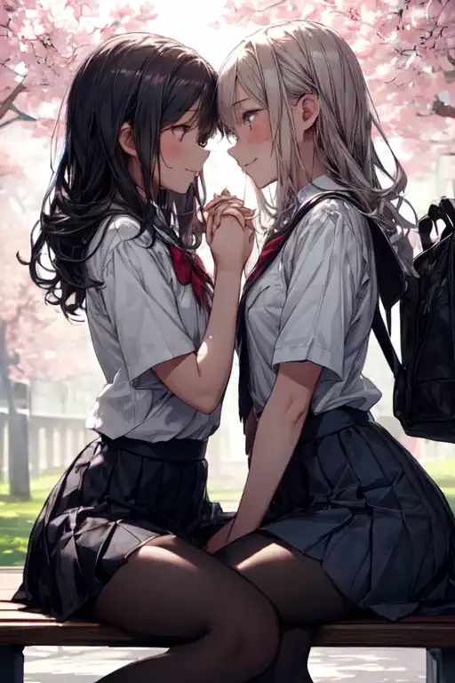 Arte AI: yuri: kiss after school por @kamiyama29#0