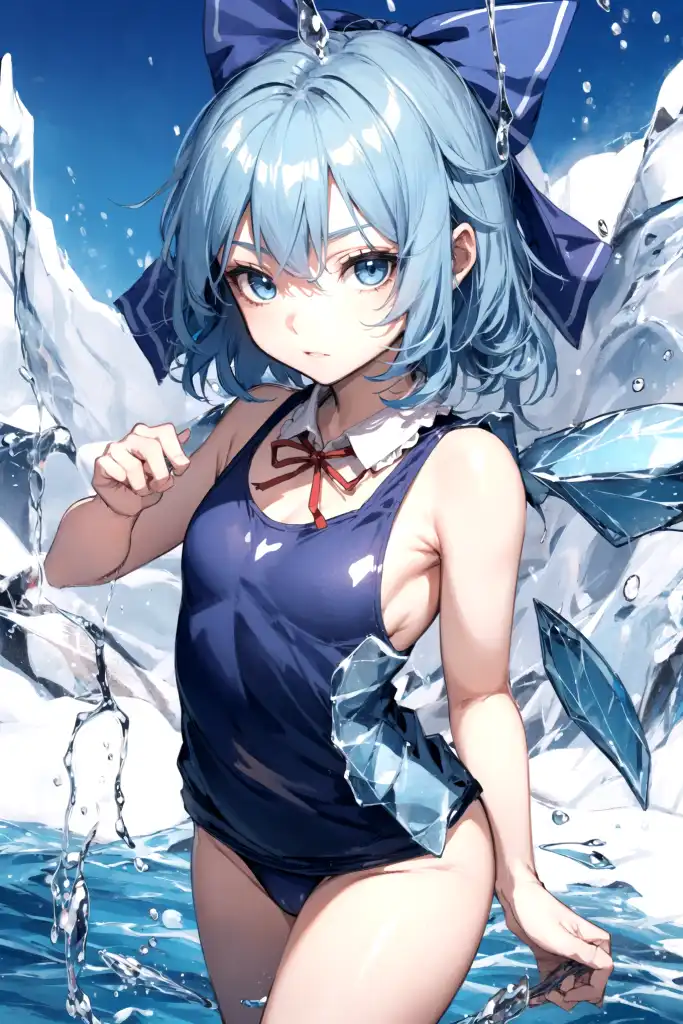 AI Art Cirno from touhou in swimsuit by TouhouLover PixAI