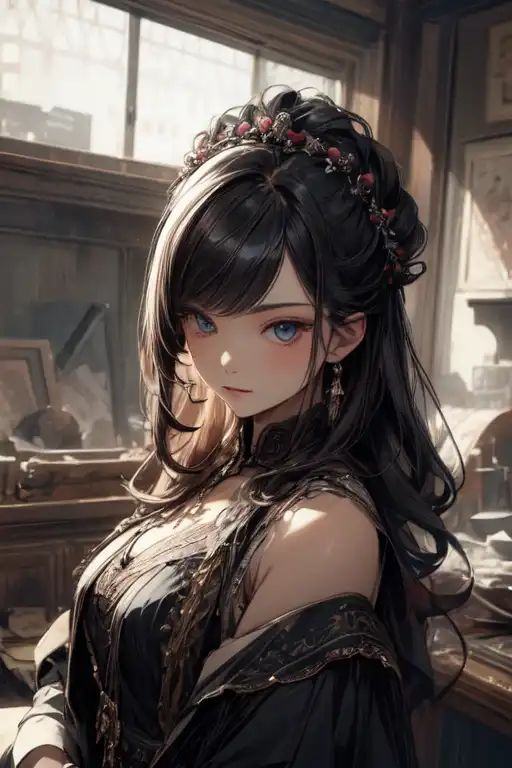 a gorgeous ebony steampunk girl, Long - AI Photo Generator - starryai