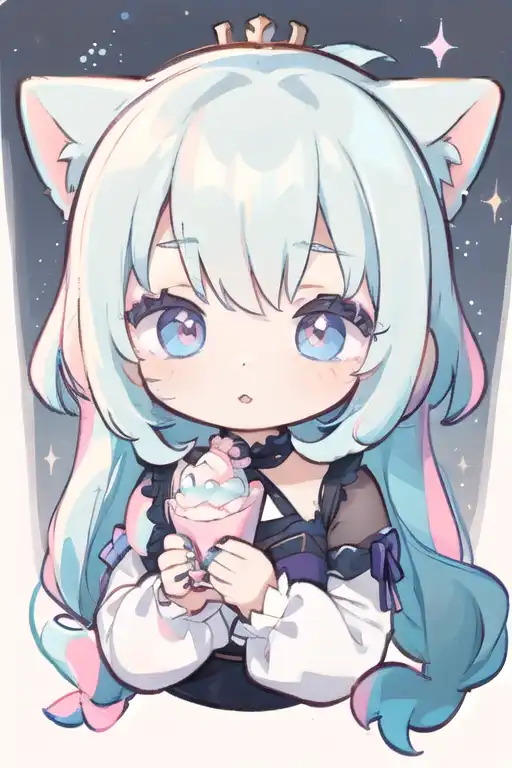 AI Art: anime cat girl holding a phone by @Cyber Wolf