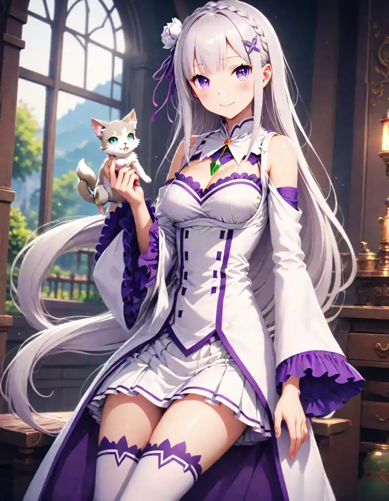 AI Art: Emilia & Puck (Re:ZERO) by @TMG | PixAI