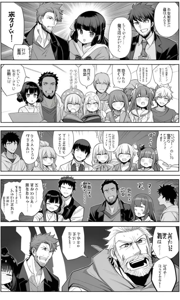 Ai Art 「3boys 3girls 4koma D Blankstare Browntheme Comic Croppedtorso Crossedarms Deformed 2615