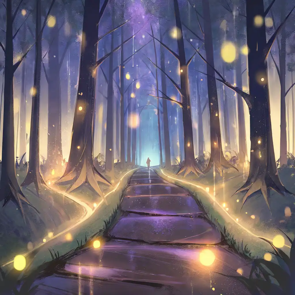 path to horizon between dark forest and hills with yellow and green grass  land, fantasy castle on horizon, dusk, fantasy, VGA 90's video gam - AI  Generated Artwork - NightCafe Creator