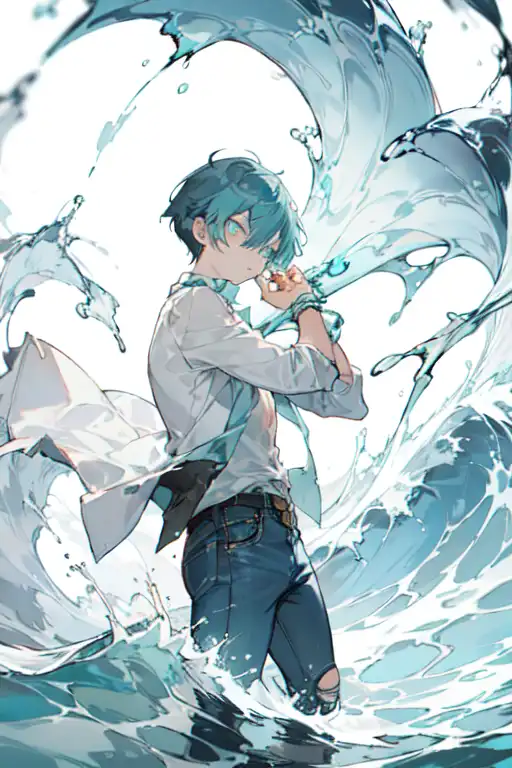 AI Art: Anime Boy with Water dragon by @Firelight846$#1658