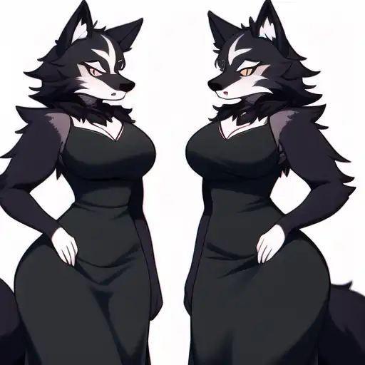 Ai Art Anthropomorphic Female Wolf Fursona Wearing A Black Dress 2 By Diklah Pixai 8157