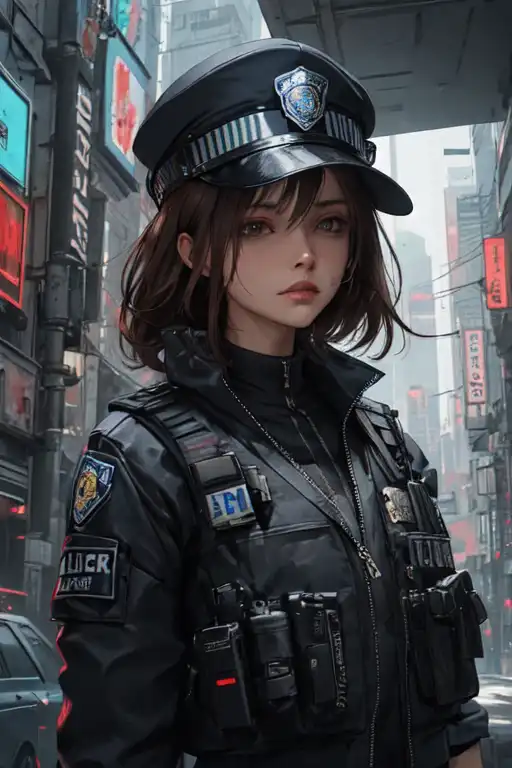 AI Art: Cyberpunk Female Cop by @Sarge | PixAI