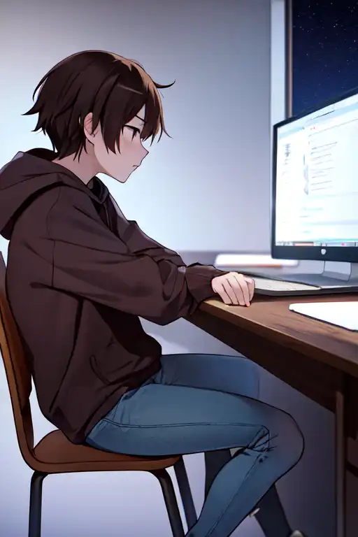 anime boy sitting on chair