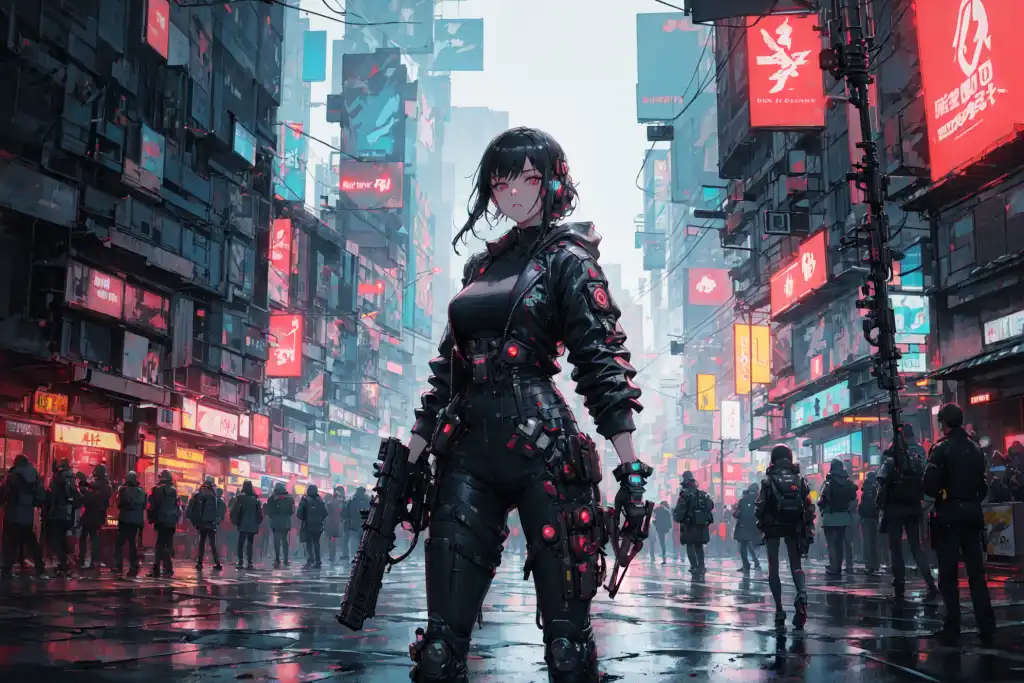 AI Art: 4 Armed Cyberpunk Solo by @Glass