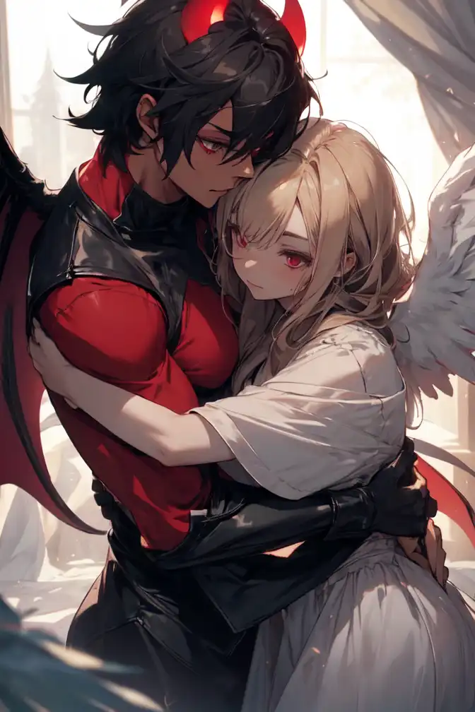 anime demon boy and angel girl