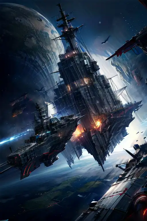 Premium AI Image  Digital concept art of a scifi space battleship