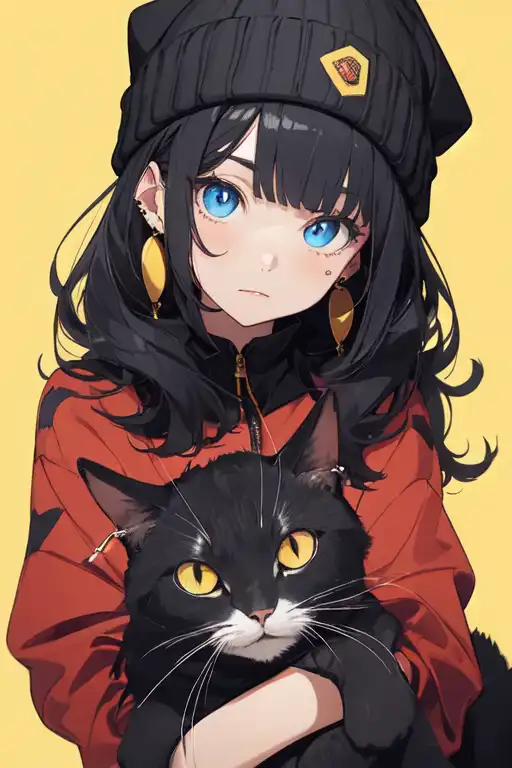 Anime Girl Drawing with Cat Ears · Creative Fabrica