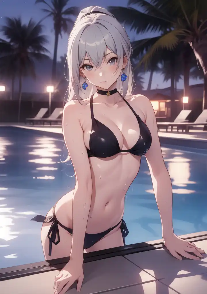 AI Art bronya at nighttime in pool by Tommy PixAI