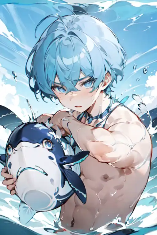 AI Art: Anime Boy with Water dragon by @Firelight846$#1658