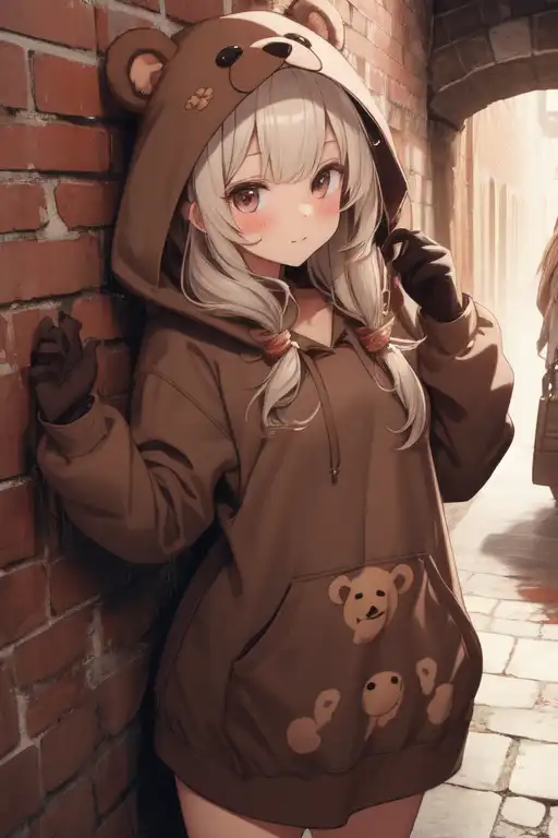 Anime girl in bear hoodie hotsell