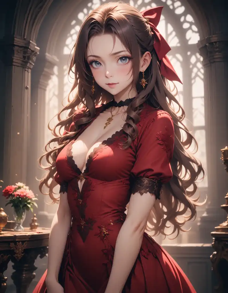 Exploring images in the style of selected image: [Aerith (red dress  version) VXP XL v1.5] | PixAI