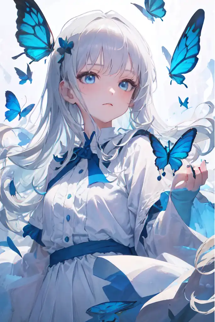 drawing,cute,ice,cold,blue,butterfly,colorful,ai art,hd by Subaru_sama