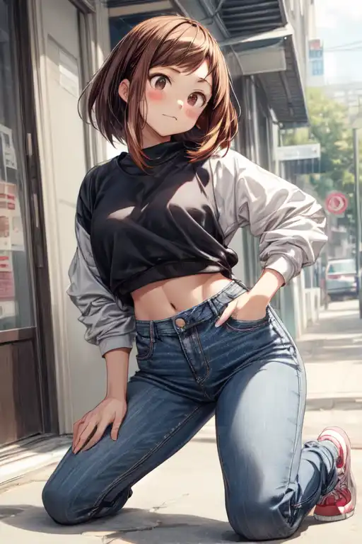 Hoodie crop top cute anime girl hot sale