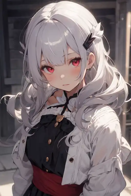 girl beautiful anime style white hair - Playground