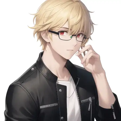 anime boy blonde hair red eyes