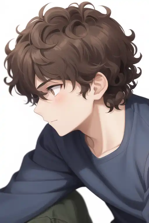 anime boy with curly hair