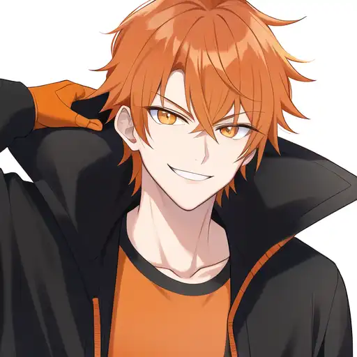 Premium AI Image  Cute and Handsome anime boy with short orange hair